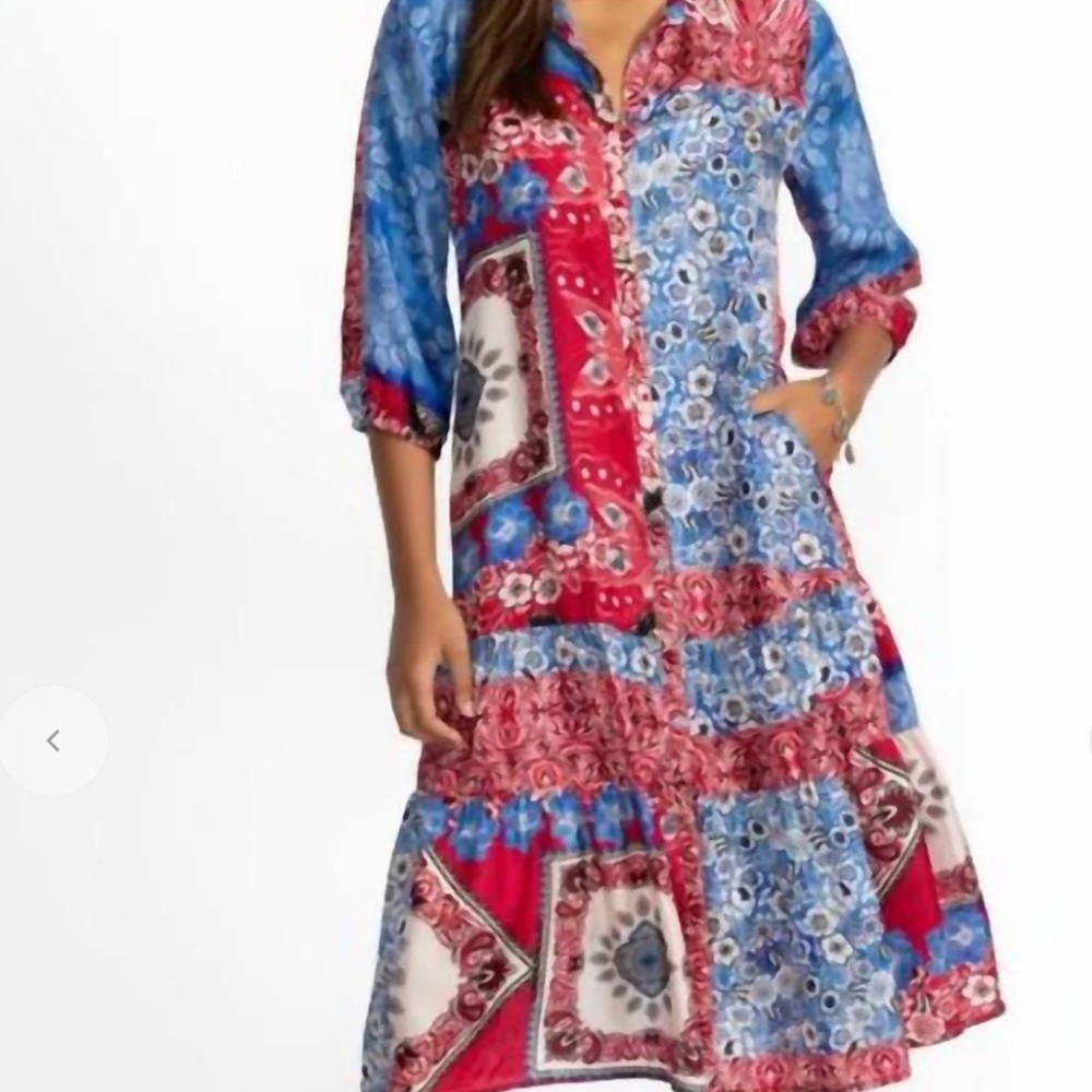 Johnny Was Cornelia 100% Silk Dress in Mayborn Scarf - Picture 2 of 7